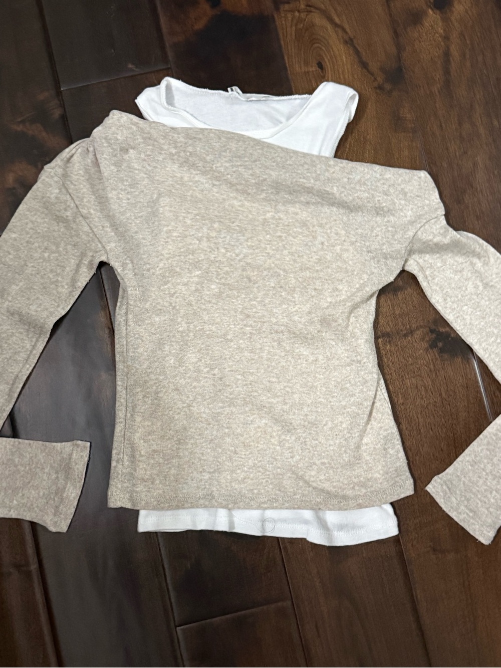 Zara Beige Heathered Off-the-Shoulder Sweater